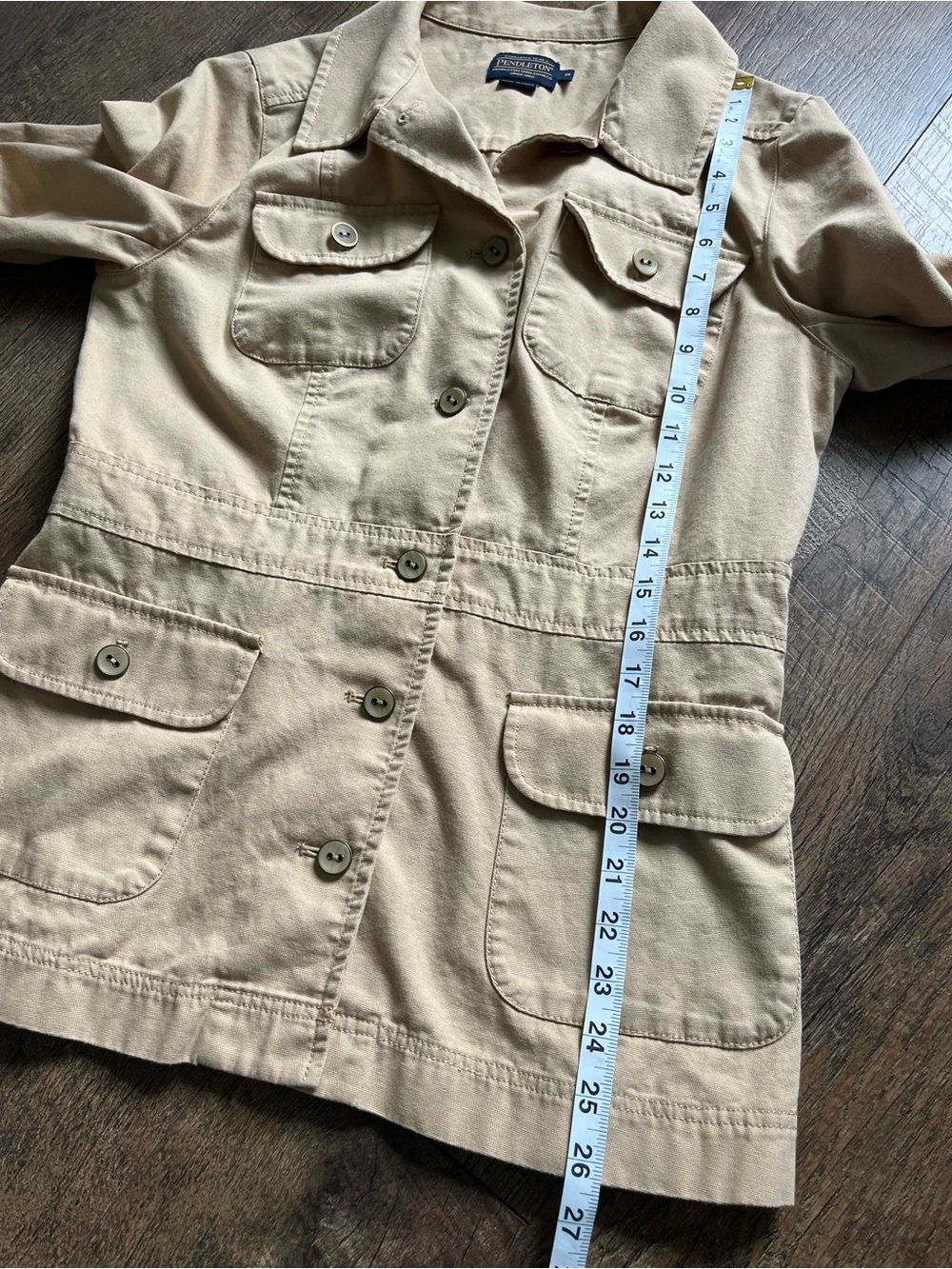 Pendleton Utility Jacket Women Tan Safari Jacket Button Front size medium - Picture 8 of 15
